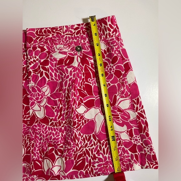 Vintage 90s Lilly Pulitzer pink white floral corduroy mini skirt sz 8 preppy - Picture 7 of 8